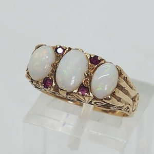 Vintage 9ct Gold Opal Ruby Ring