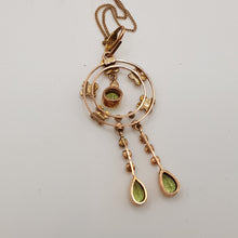 Load image into Gallery viewer, Antique 9ct Gold Peridot and Split Pearl Pendant
