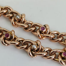 Load image into Gallery viewer, Antique 9ct Gold Ruby and Pearl Bracelet
