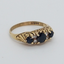 Load image into Gallery viewer, Vintage 9ct Gold Sapphire and Diamond Ring
