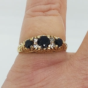 Vintage 9ct Gold Sapphire and Diamond Ring