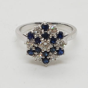 Vintage 18ct Gold Sapphire Diamond Cluster Ring