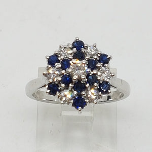 Vintage 18ct Gold Sapphire Diamond Cluster Ring