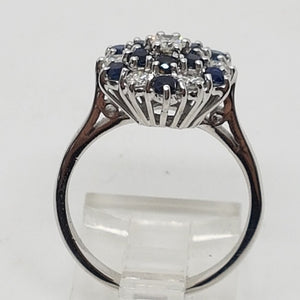 Vintage 18ct Gold Sapphire Diamond Cluster Ring