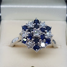 Load image into Gallery viewer, Vintage 18ct Gold Sapphire Diamond Cluster Ring
