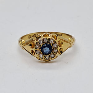 Antique 18ct Gold Sapphire and Diamond Ring