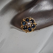 Load image into Gallery viewer, Vintage 9ct Gold Sapphire and Pearl Stud Earrings
