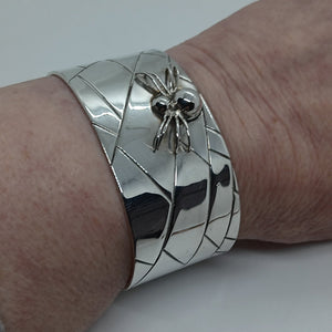 Vintage Sterling Silver Spider and Web Bracelet