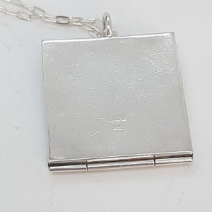 Vintage Sterling Silver Square Locket Pendant