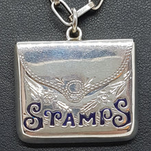 Load image into Gallery viewer, Sterling Silver  Enamel Stamp Holder Locket and Chain Pendant
