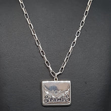 Load image into Gallery viewer, Sterling Silver  Enamel Stamp Holder Locket and Chain Pendant
