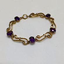 Load image into Gallery viewer, 9ct Gold Amethyst Fancy Link Bracelet
