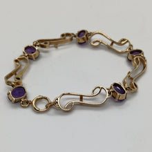 Load image into Gallery viewer, 9ct Gold Amethyst Fancy Link Bracelet

