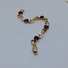 Load image into Gallery viewer, 9ct Gold Amethyst Fancy Link Bracelet

