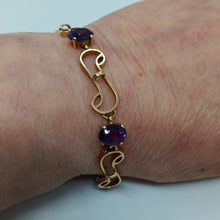 Load image into Gallery viewer, 9ct Gold Amethyst Fancy Link Bracelet
