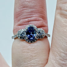 Load image into Gallery viewer, Sterling Silver Tanzanite CZ Ring
