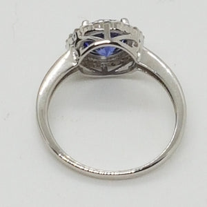 Sterling Silver Tanzanite and White CZ Ring