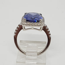 Load image into Gallery viewer, Sterling Silver Tanzanite and White CZ Ring
