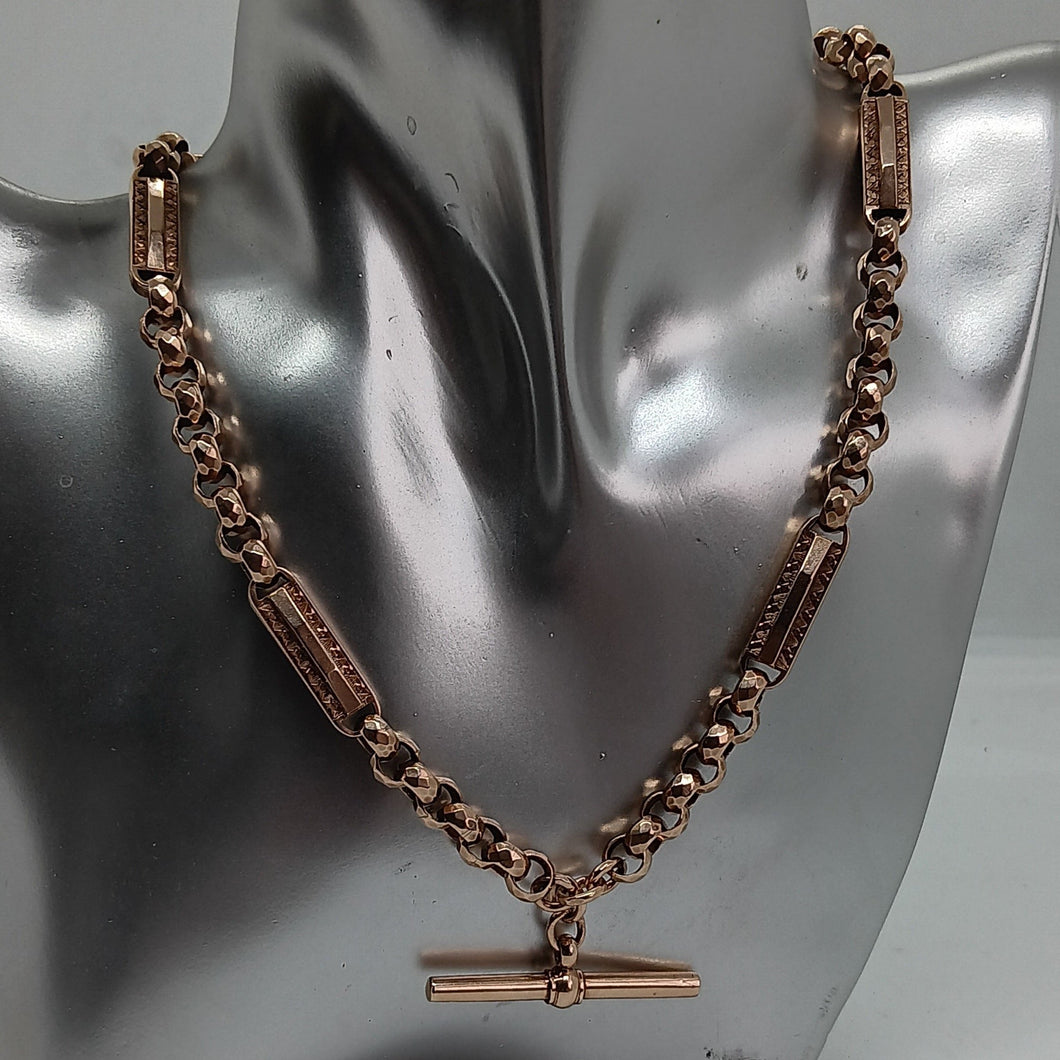 Antique 9ct Rose Gold Fancy Link Necklace