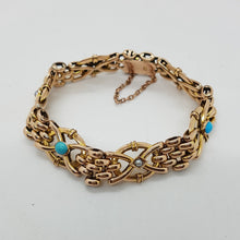 Load image into Gallery viewer, Antique 9ct Gold Turquoise and Pearl Bracelet
