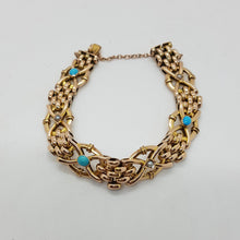 Load image into Gallery viewer, Antique 9ct Gold Turquoise and Pearl Bracelet
