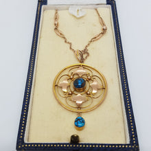 Load image into Gallery viewer, Antique 9ct Gold Turquoise Pendant and Chain
