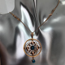 Load image into Gallery viewer, Antique 9ct Gold Turquoise Pendant and Chain
