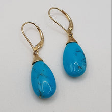 Load image into Gallery viewer, 9ct Gold Turquoise Drop Earrings
