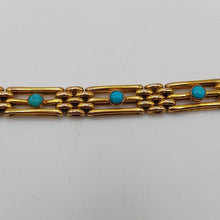 Load image into Gallery viewer, Antique 9ct Gold and Persian Turquoise Gate Bracelet
