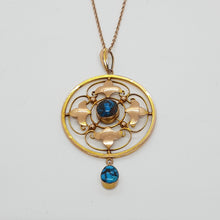 Load image into Gallery viewer, Antique 9ct Gold Turquoise Pendant and Chain
