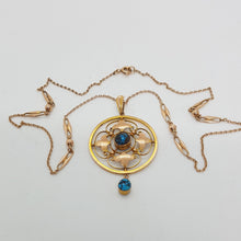 Load image into Gallery viewer, Antique 9ct Gold Turquoise Pendant and Chain
