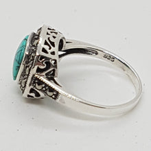 Load image into Gallery viewer, Sterling Silver Turquoise Marcasite Ring
