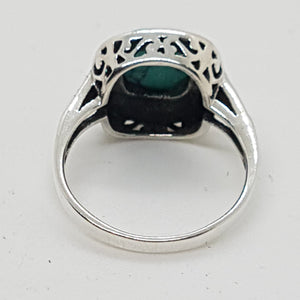 Sterling Silver Turquoise Marcasite Ring