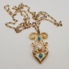 Load image into Gallery viewer, Antique 9ct Gold Persian Turquoise Pendant
