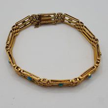 Load image into Gallery viewer, Antique 9ct Gold and Persian Turquoise Gate Bracelet
