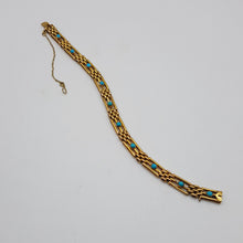 Load image into Gallery viewer, Antique 9ct Gold and Persian Turquoise Gate Bracelet
