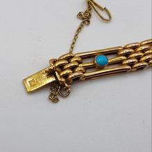 Load image into Gallery viewer, Antique 9ct Gold and Persian Turquoise Gate Bracelet
