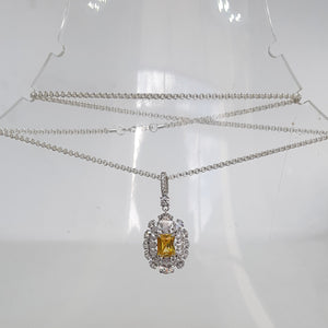 Sterling Silver CZ Yellow Tourmaline Pendant