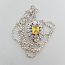 Load image into Gallery viewer, Sterling Silver CZ Yellow Tourmaline Pendant
