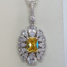 Load image into Gallery viewer, Sterling Silver CZ Yellow Tourmaline Pendant
