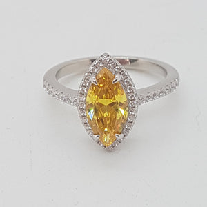 Sterling Silver CZ Citrine Marquise Ring