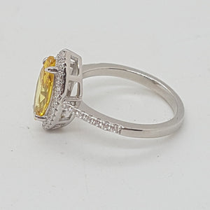 Sterling Silver CZ Citrine Marquise Ring