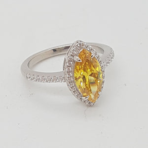 Sterling Silver CZ Citrine Marquise Ring