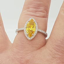 Load image into Gallery viewer, Sterling Silver CZ Citrine Marquise Ring
