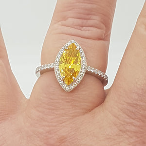 Sterling Silver CZ Citrine Marquise Ring