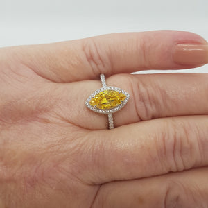 Sterling Silver CZ Citrine Marquise Ring