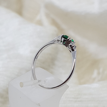 Load image into Gallery viewer, Sterling Silver Emerald and White CZ Ring
