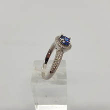 Load image into Gallery viewer, Sterling Silver Blue and White CZ Ring
