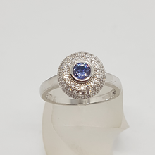 Load image into Gallery viewer, Sterling Silver Sapphire and White CZ Dress Ring
