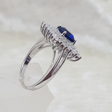 Load image into Gallery viewer, Sterling Silver White and Sapphire CZ Stone Ring
